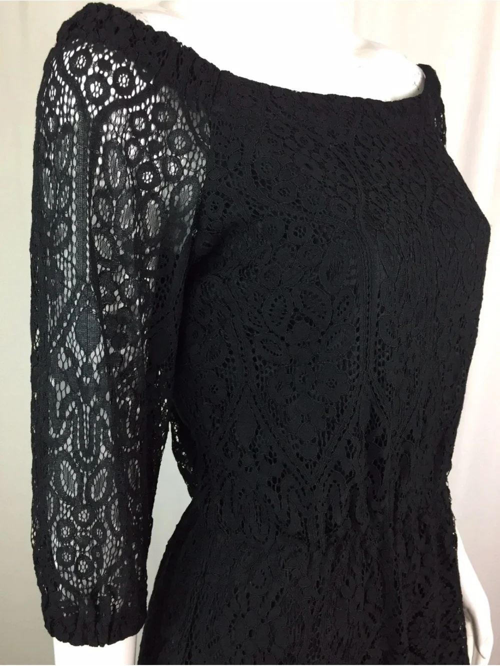 White House Black Market Women's 2 Lace Off Shoulder 3/4 Sleeve Shift Dress